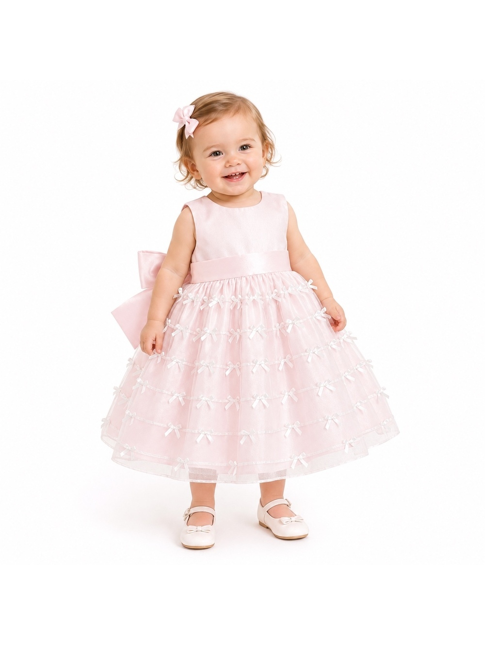 American Princess 18M Pink Ribbon Tulle Flower Girl Formal Party Dress